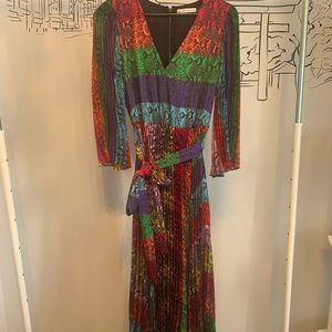 Alice & Olivia Meryl Pleated Maxi Dress